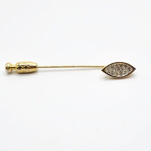 PANETTA Pave Rhinestone Crystal Gold Tone Modernist Collectible Stick Pin